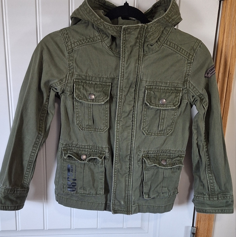 George Kids Olive Hooded Jean Jacket